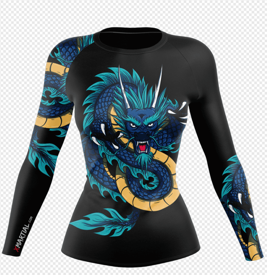 WOMEN BLUE DRAGON LONGSLEEVE - XMARTIAL - Rhino Lifestyle